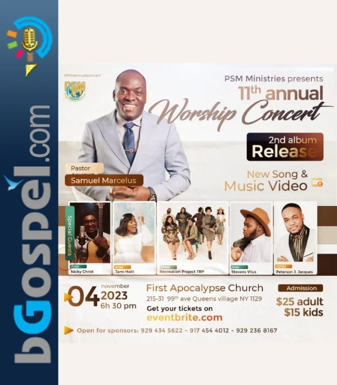 04 nov – 11th annual worship concert - Samuel Marcelus - 2nd album release